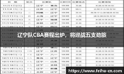 辽宁队CBA赛程出炉，将迎战五支劲旅